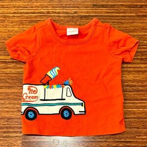 Hanna Andersson red/orange T-shirt with ice cream truck appliqué size 6-12 month